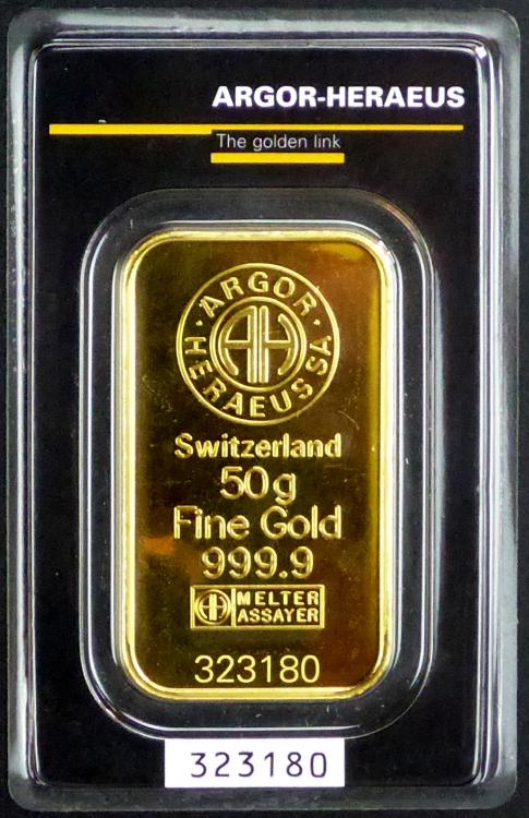 Investment gold bar 50 gram 