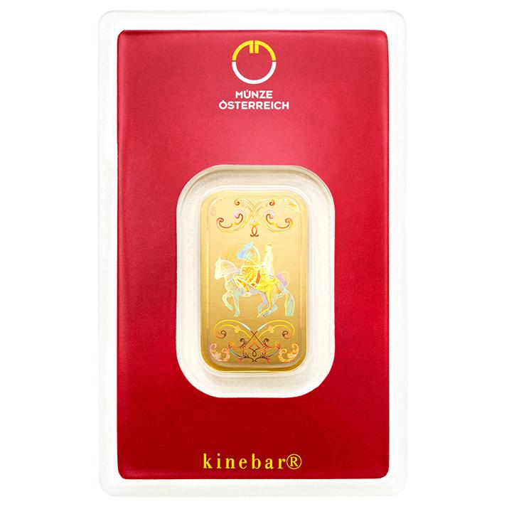 Bild eines 10 Gramm Goldbarren eingeschweisst im Blister. Urheberrecht: Münze Österreich