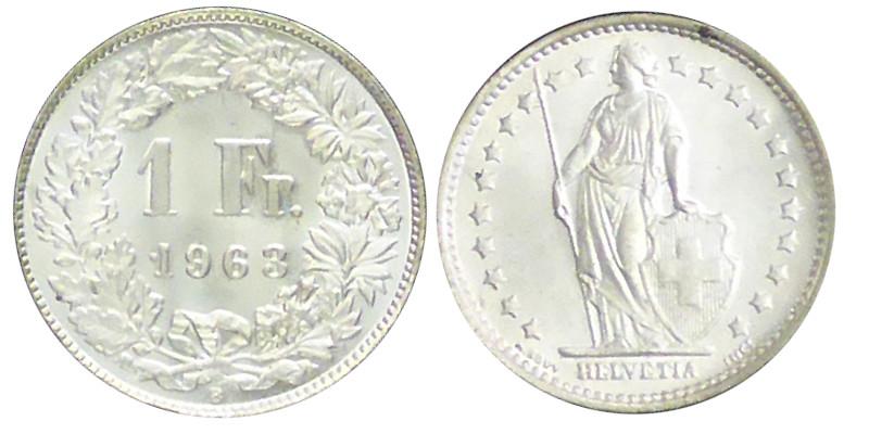 Vorder und Rückseite der 1 Franken Silbermünze welche zwischen 1875 und 1967 geprägt wurde  © PeMeSec GmbH