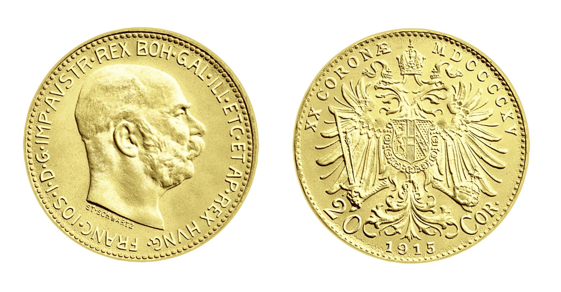20 Kronen Münze Österreich-Ungarn, Vorder und Rückseite © Münze Österreich