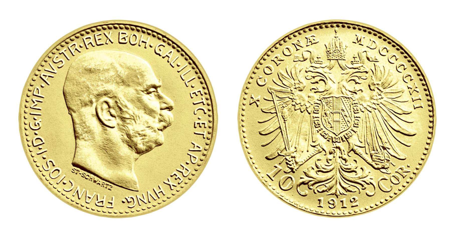 10 Kronen Münze Österreich-Ungarn, Vorder und Rückseite © Münze Österreich