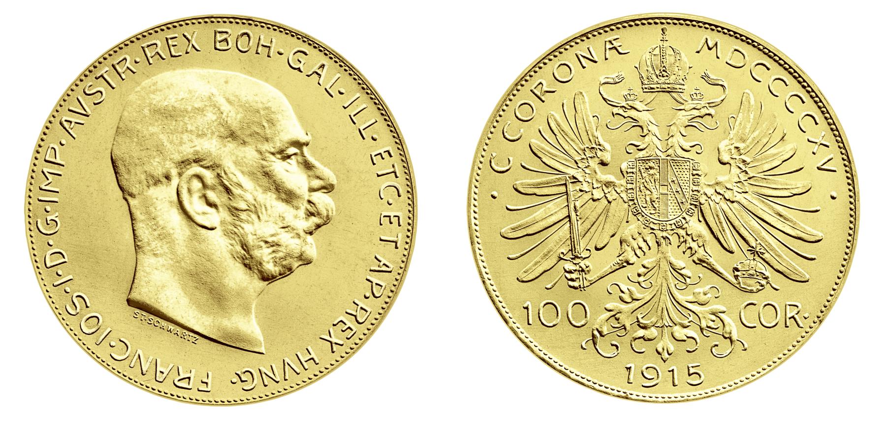 100 Kronen Münze Österreich-Ungarn, Vorder und Rückseite © Münze Österreich