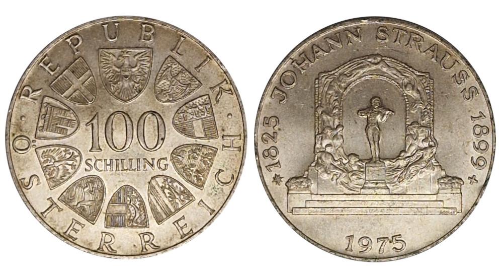 100 Schilling Silbermünze Österreich von 1975. © PreMeSec GmbH