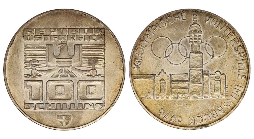 Moneta d'argento da 100 Schilling Austria del 1976. © PreMeSec Sagl